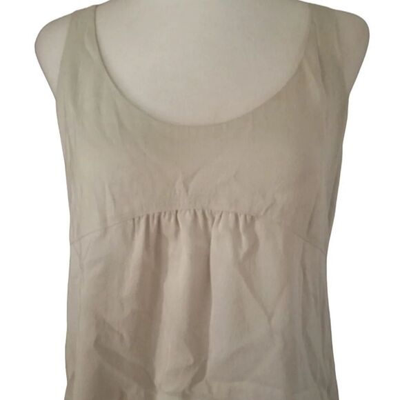 Eileen Fisher Ivory Sleeveless Relaxed Fit 100% Silk Blouse Pockets Size XS - Picture 3 of 8